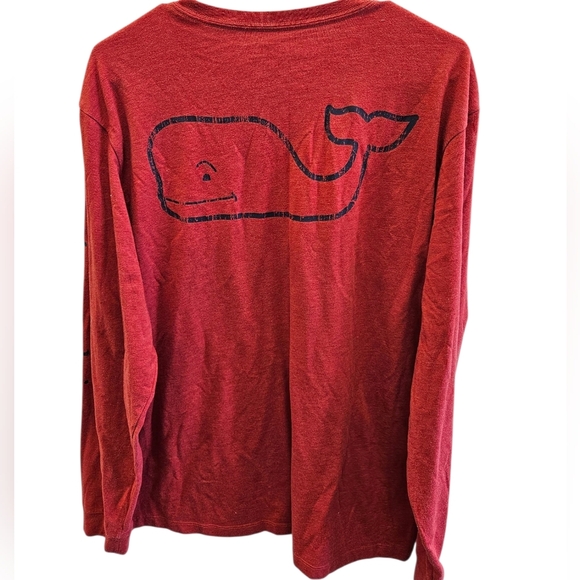 Vineyard Vines Mens Long Sleeve Whale Graphic Red Tshirt - Picture 1 of 7